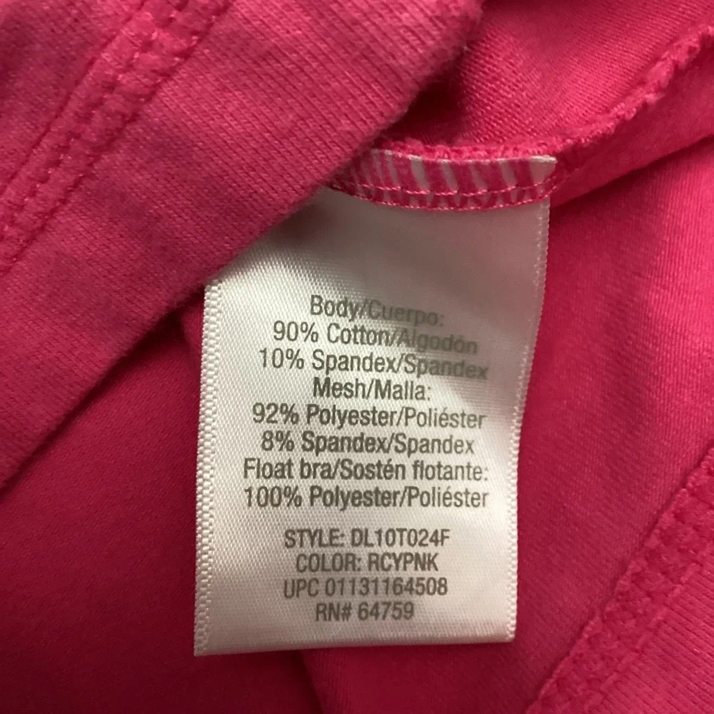 Danskin Now Womens Pink Racerback Tank Top Built-In Shelf Bra Large 12-14 Active
